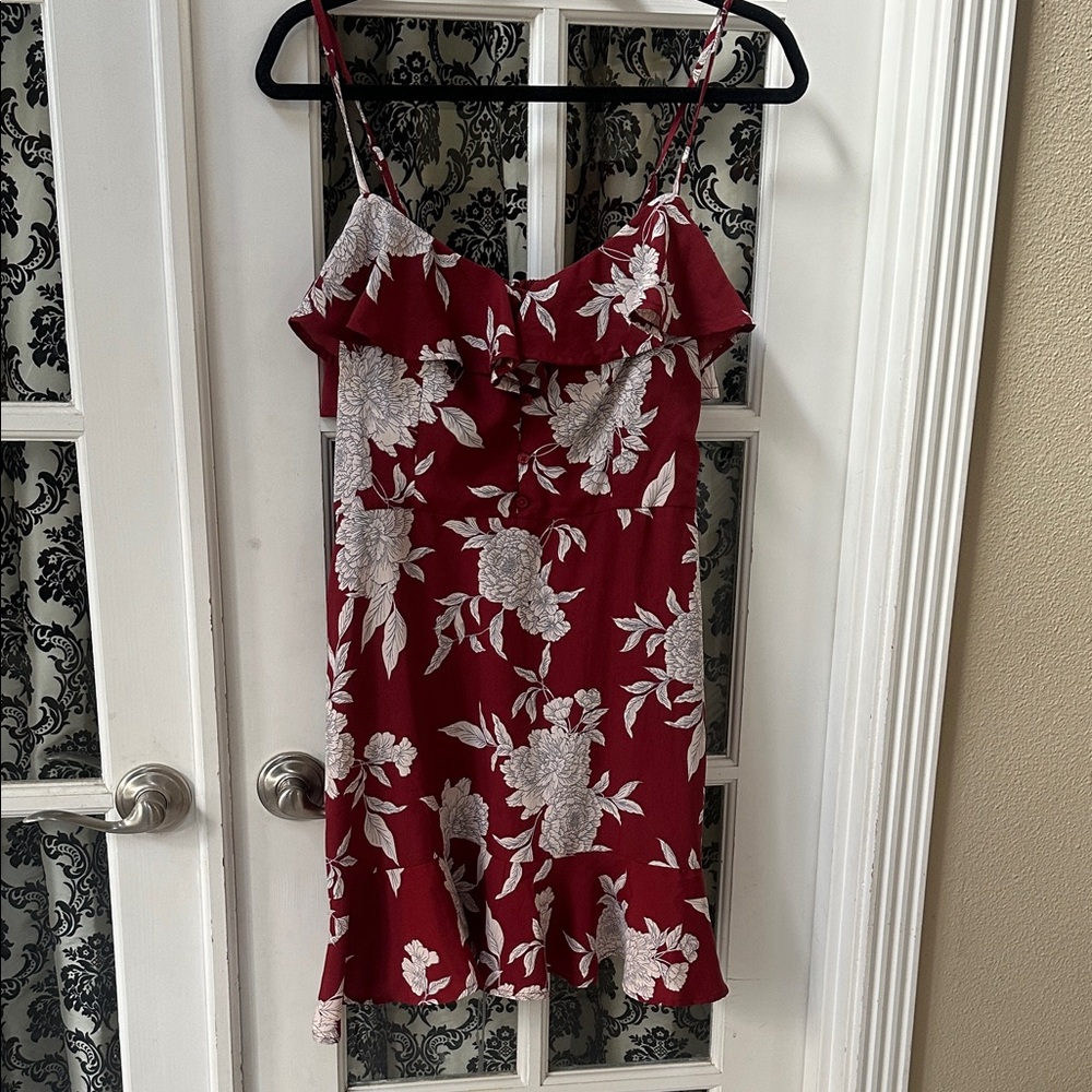 Band of Gypsies Red and White Floral Midi Dress